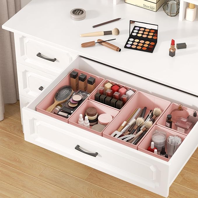 DIMJ Drawer Organizer Clothes 24Pack - Foldable Baby Organizers and Storage & Dresser Organizer for Bedroom, Closet - Nursery Organization Dresser Dividers for underwear, Sock,Bra, Belt, Tie, Pink