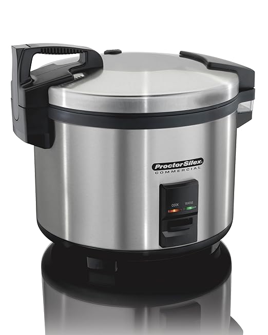 Proctor Silex Commercial 37560R Rice Cooker/Warmer, 60 Cups Cooked Rice Capacity, Nonstick Inner Pot, Hinged Lid, Stainless Steel Housing, Conforms to NSF