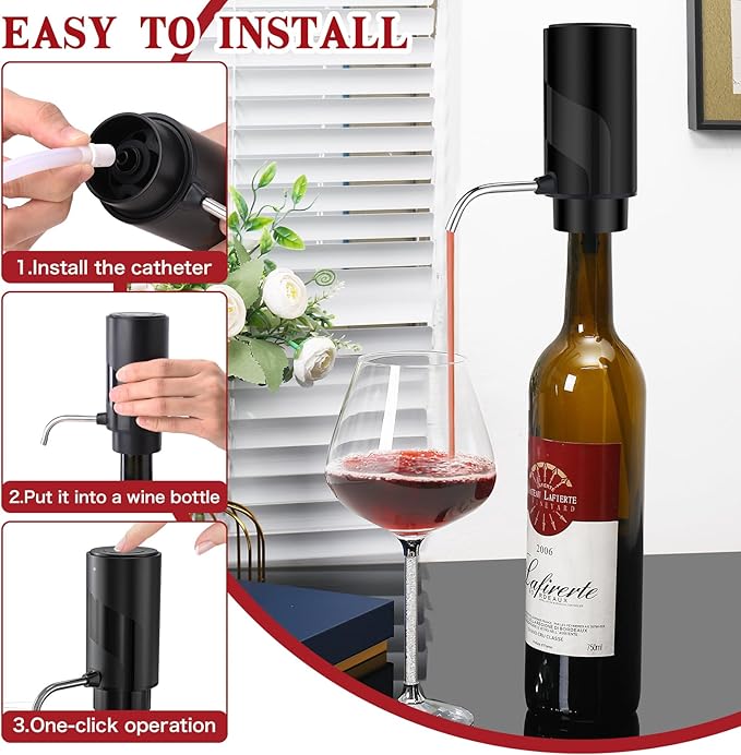 Electric Wine Aerator Pourer with USB Rechargeable, Automatic Wine Bottle Dispenser Machine and Multi-Smart Wine Decanter, Perfect Wine Gifts for Wine Lovers