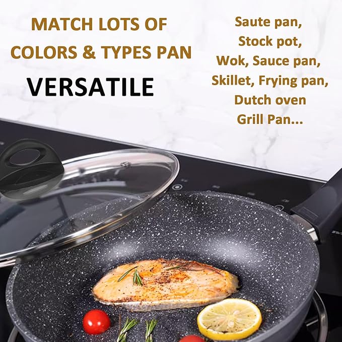 Glass Lids for Pot and Pan, 8, 9.5, 10.25, 11, 12, 12.6, 13.5, 14 Inch Tempered Replacement for Covers Kitchen Cookware, Frying Pan, Wok, Skillet (11 Inch)