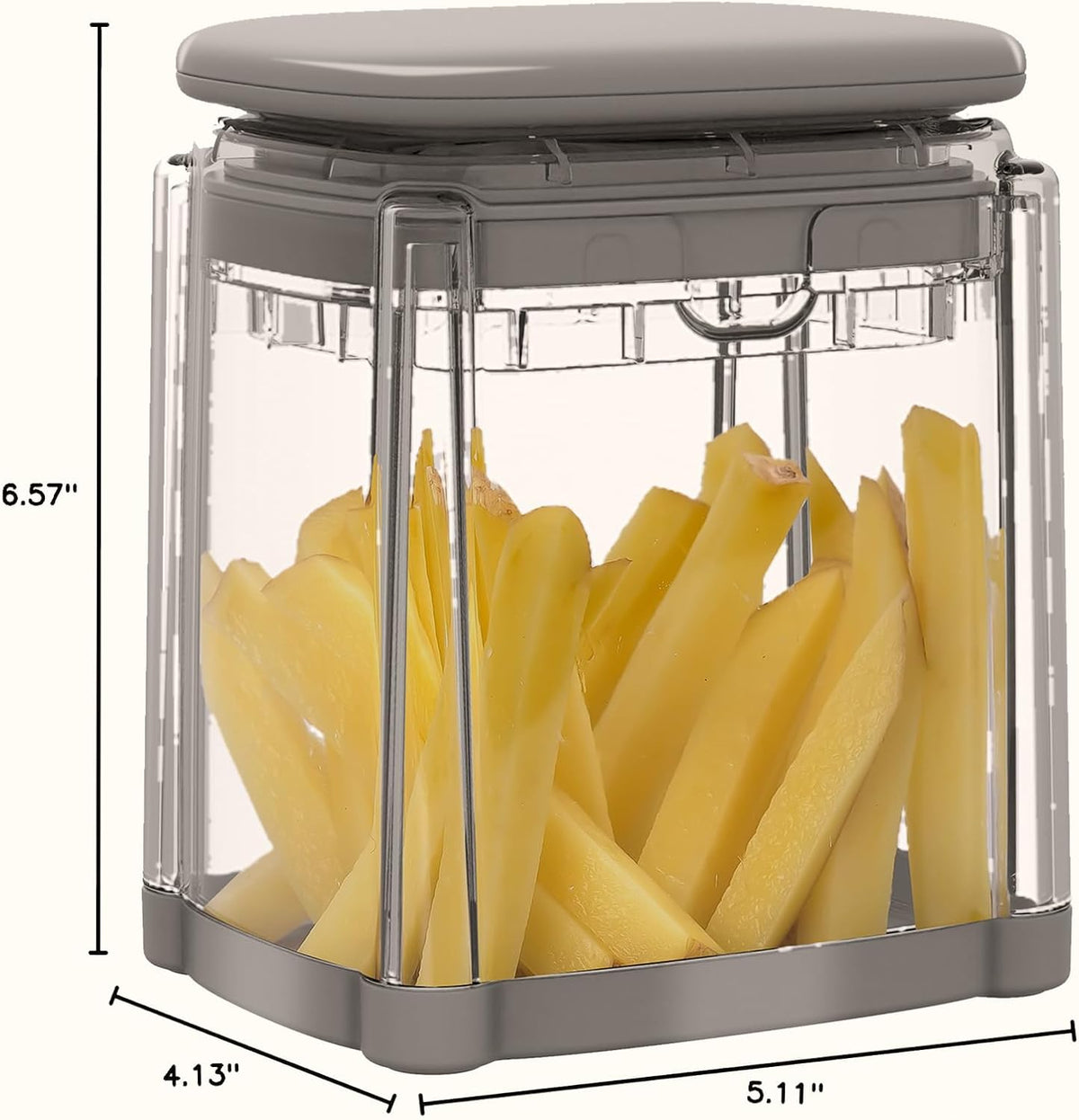 French Fry Cutter, Solucky Potato Onion Cutter, Professional Homestyle Vegetable Chopper Dicer, Great for Potatoes Carrots Cucumbers Zucchini Pepper (Fog Gray)