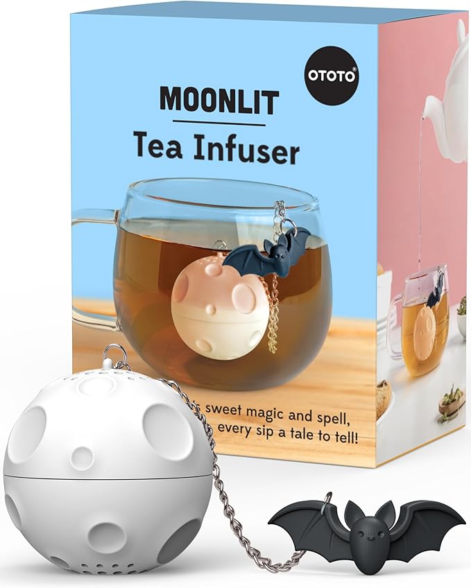 Cute Tea Strainers - Loose Leaf Tea Steeper, Tea Infuser for Loose Leaf Tea, Tea Diffusers, Tea Accessories, Mushroom Gifts, Cute Kitchen Accessories, White Elephant Gifts, (Moonlit, Spooky, Gothic)