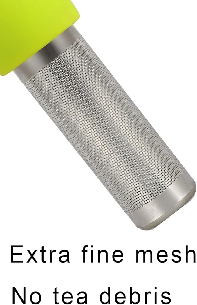 Tea Infuser for Loose Tea Extra Fine Mesh Tea Steeper with Cute Design Tea Strainer Ball with Silicone Handle for Tea Cup Mug, Stainless steel Green