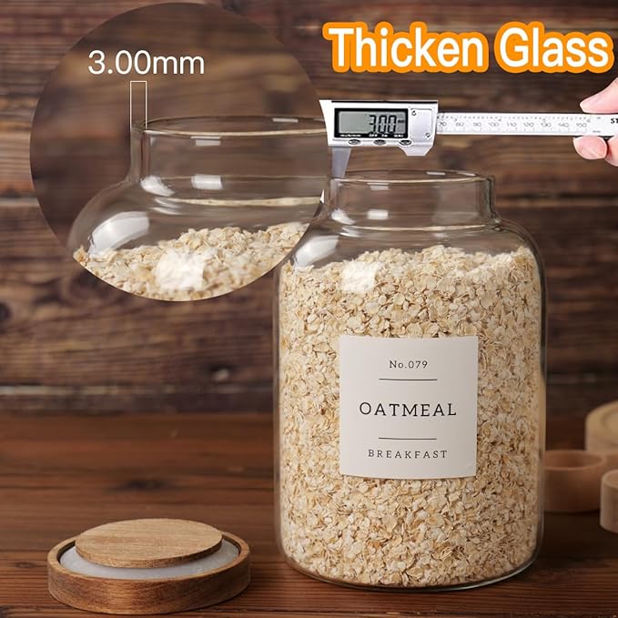 CZSZYGHBAO 2 PCS Large Glass Jar with Airtight Lid, Glass Food Storage Jars for Tea,Spice,Cereal, Egg,Flour,Coffee and More(70 FL OZ/2000 ml)