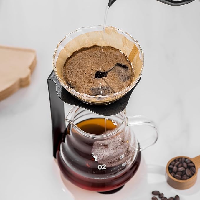 Coffee Pour Over Set – Complete Pour Over Coffee Maker with Dripper, Pot, and 100 Filters | Portable V60 Style Drip Coffee Pour Over