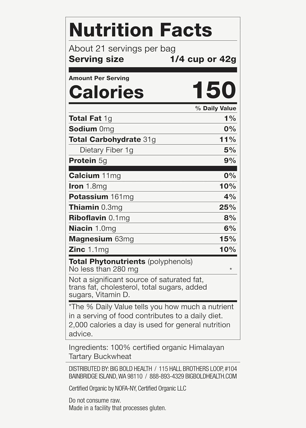 Big Bold Health Himalayan Tartary Buckwheat (HTB) Super Nutrition, Gluten-Free Flour Alternative for Baking. Certified Organic, Non-GMO, and Kosher