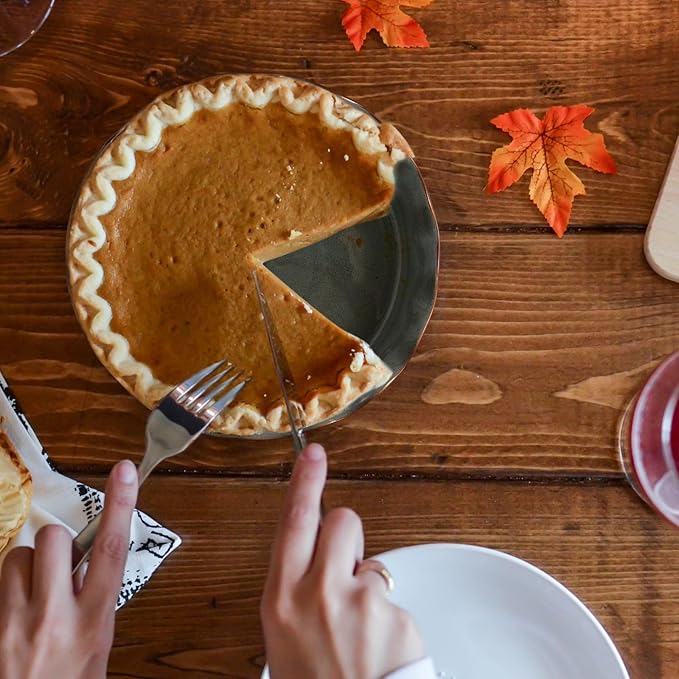 SIDUCAL Ceramic Pie Pan for Baking[10.5 inch],Reusable NonStick Ceramic Pie Plate with Ruffled Edge,Deep and Fluted Pie Dish for Apple Pie,Quiche,Pot Pies, Tart, etc（Green）