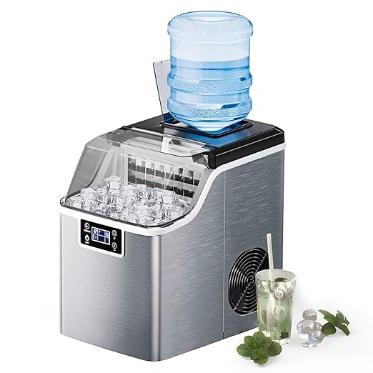 ARLIME Portable Countertop Ice Maker Machine, 40 Lbs/24H, 24 Pcs/13 Mins, 2 Ways to Add Water, Compact Self-Cleaning Ice Machine with Scoop & Basket for Home Office Bar Party