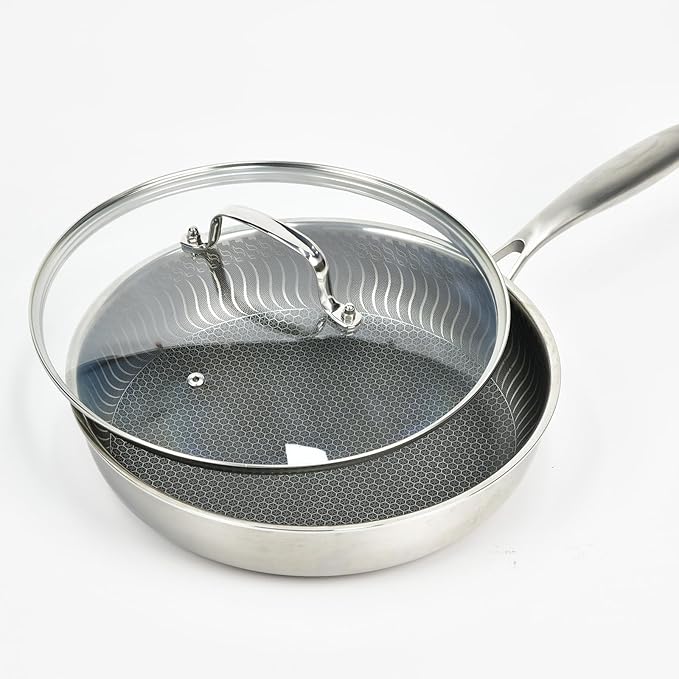 11 IN Glass Lid with Stainless Steel Handle for Frying Pan, Tempered Replacement Cover Compatible for All Cookware for Skillets, Round Cast Iron Aluminium, Stainless Steel Pans & Pots 276mm-292mm