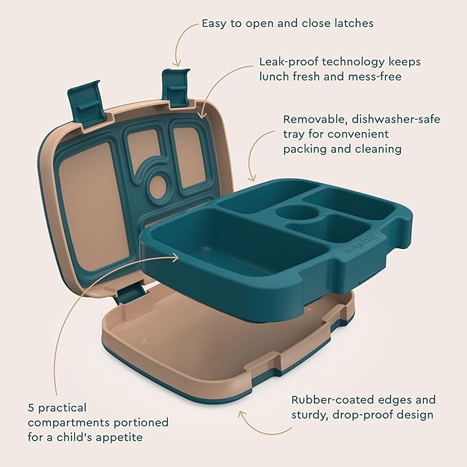 Bentgo Kids Prints Leak-Proof, 5-Compartment Bento-Style Kids Lunch Box - Ideal Portion Sizes for Ages 3-7, Durable, Drop-Proof, Dishwasher Safe, & PFAS & BPA-Free Materials (Trains)