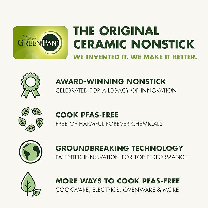 GreenPan Premiere Ovenware Healthy Ceramic Nonstick 8" Square Cake Baking Pan, PFAS-Free, Warp-Free Bakeware, Durable Quick Heating, Oven & Broiler Safe to 600F, Dishwasher Safe, Taupe