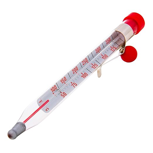 Escali AHC3 NSF Certified Precision Classic Candy/Deep Fry/Confection Glass Thermometer, Red/Clear