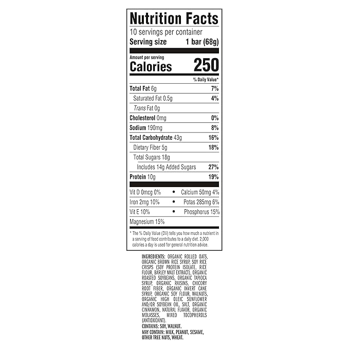 CLIF BAR - Energy Protein Bars - Oatmeal Raisin Walnut - Made with Organic Oats - Energy Bars - Non-GMO - (10 Pack)
