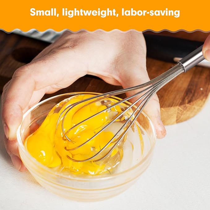 2 PCS Mini Whisk, Small Whisks for Cooking, Stainless Steel Mini Whisk Set - Essential Tiny Wire Whisk for Whisking, Beating, Blending Eggs & Sauces