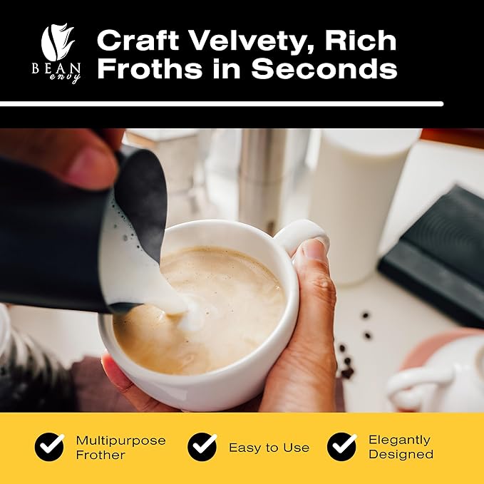 Bean Envy Milk Frother, Coffee Stirrers, Frother Wand, Milk Frother Handheld, Frother with stand, Hand Blender for Coffee, Lattes, Cappuccino, Matcha and Hot Chocolate – Kitchen Gifts (Raspberry)