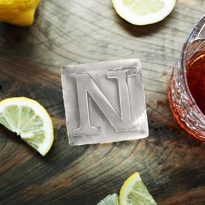Letter N Monogram Ice Cube Mold Custom Ice Cube Mold 2 Inch Big Initials Silicone Ice Cube Tray Gifts for DAD Gifts for Him
