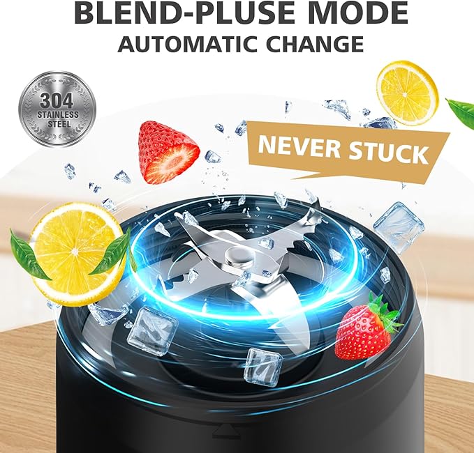 Portable Personal Blender for Smoothies, Protein Shakes, Frozen Drinks - 24Oz Blender Cup Bottle with Sip Spout, Travel Lid, USB-C Rechargeable, Cordless - Mini Small Blenders for Kitchen, Gym, Office