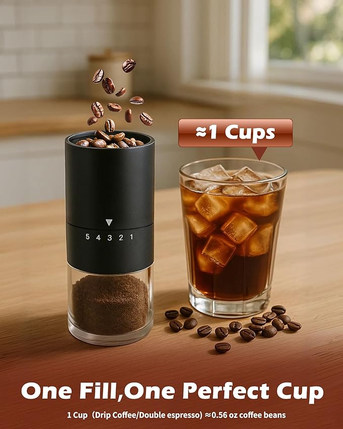 Manual Coffee Grinder With Ceramics Burr For Espresso,French Press,5 Adjustable Settings,Hand Maker with Built-In Burr,For Home Use and Camping Travel,Coffee Bean Grinders With Hand Crank (Black)