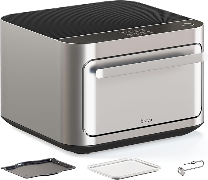 Brava Oven Starter Set: 10-in-1 Touchscreen Countertop Smart Oven, Air Fryer, 6-Slice Toaster, Slow Cooker, Reheater, Dehydrator, Rice Cooker, Auto-Shut Off, 1800W, Stainless Steel Kitchen Appliance