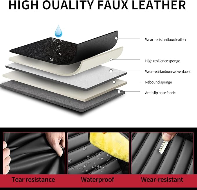 Fit Outback Car Seat Covers for Subaru Outback 2010-2024 2025 2026 - Upgraded Premium Waterproof & Breathable Leather, Airbag Compatible, All-Weather Seat Cushion Protector (Full Set, Black)