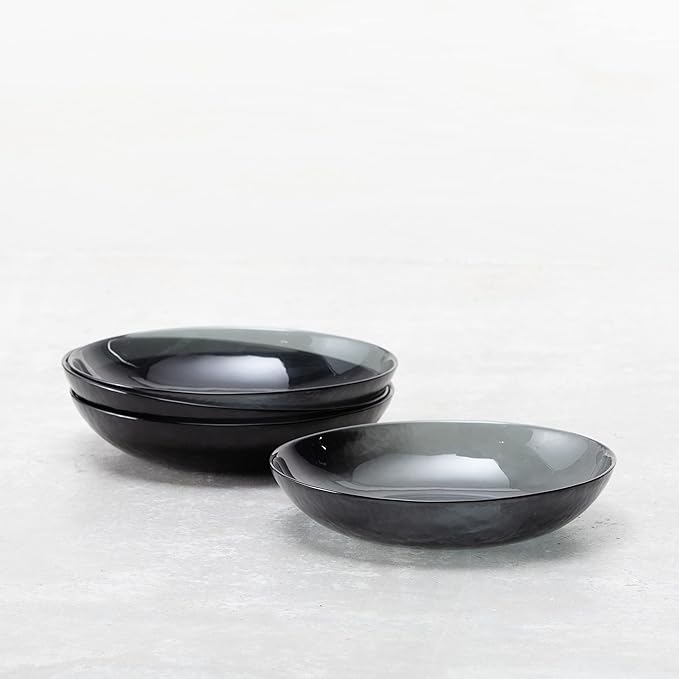 Fortessa Los Cabos Glass Dinnerware Collection, Coupe Entrée Bowl (Set of 4), 8.6 Inch/25oz, Shadow