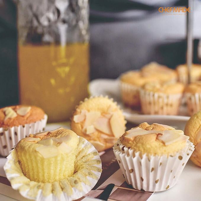 CHEFMADE Mini Muffin Pan, 20-Cavity Non-Stick Tiny Cupcake Pan Bakeware for Oven Baking (Champagne Gold)