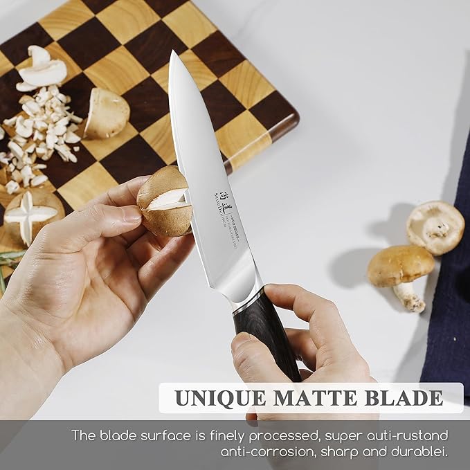 SHANGDAO Utility Knife, 6 Inch Small Kitchen Chef Knife, Ultra Sharp 3 Layers VG10 Alloy Steel, Multipurpose Paring Knife for Fruit and Vegetable Cutting with Wooden Handle, Gift Box