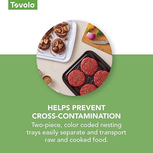 Tovolo Prep & Serve BBQ Trays Pack of 2 (Small - Black/White) - Serving Trays for Kitchen, Grill, Meal Prep, Smoker, Griddle, Barbeque, & More/BPA-Free & Dishwasher-Safe