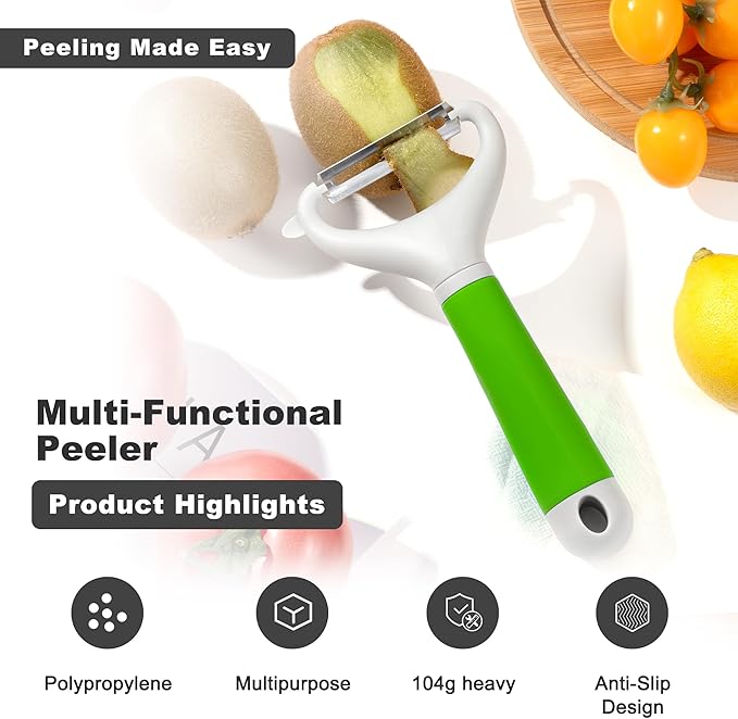 Li&Zhao Vegetable Peelers - Potato Peelers Fruit Peeler Veggie Peeler Carrot Peeler Apple Peeler Garlic Peeler for Kitchen Julienne Peeler, Dishwasher Safe(Green)