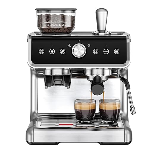 EUHOMY Espresso Machine with Grinder, 20 Bar Professional Espresso Coffee Maker for Home,with Milk Frother for Latte, Cappuccino & Barista-Style