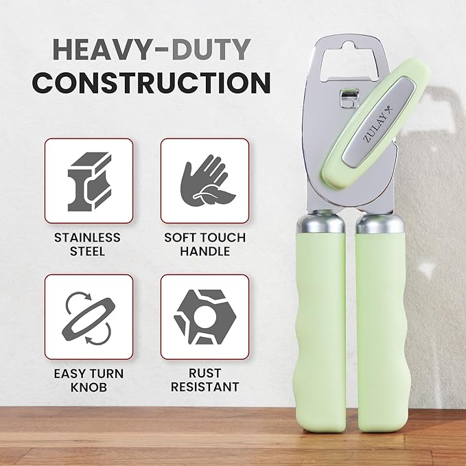 Zulay Kitchen Manual Can Opener with Bottle Opener with Turn Knob