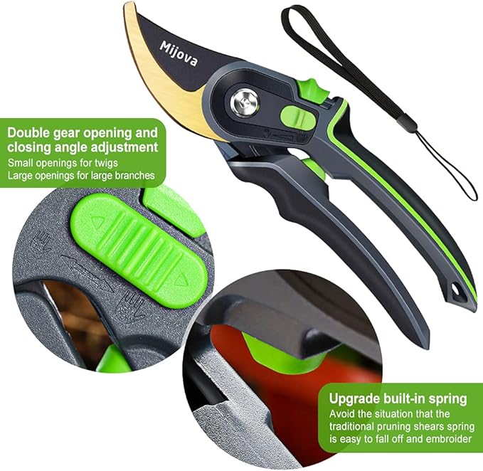 Pruning Shears, Heavy Duty Handheld Gardening Scissors, High Carbon Steel Plant Shears Use for Gardening Pruners, Floral Shrubs and Vines, Professional labor-saving Secateurs