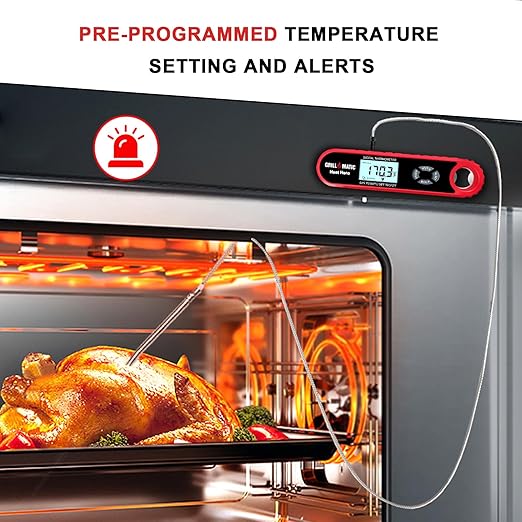 Heat Hero Digital Instant Read Meat Thermometer for Cooking and Baking with Backlight, Hold Function & Magnet for Kitchen, Beef, Grill, BBQ, Candy and Turkey