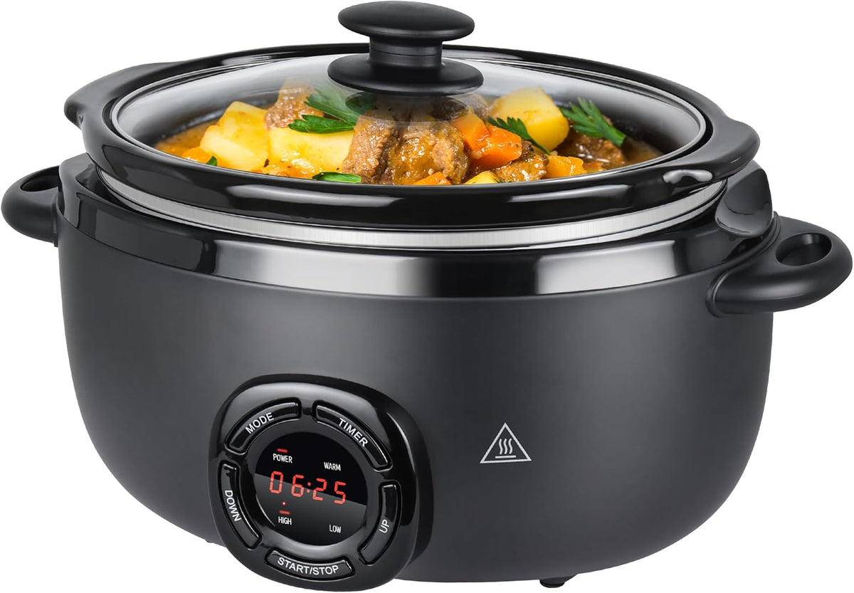 7-Quart Programmable Slow Cooker with Nonstick Removable Ceramic Pot, 3 Temp Settings, Dishwasher Safe