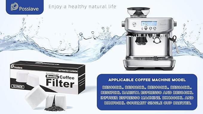 18-Pack Charcoal Water Filters Compatible with Breville BWF100 Machines, Breville Espresso Machine Water Filter Replacements