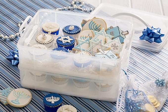 Snapware (2-Layer, 24 Cupcakes Plastic Detachable Cupcake Carrier Storage Container With Lid and Handle, Freezer Dishwasher Microwave Safe (Pack of 3)