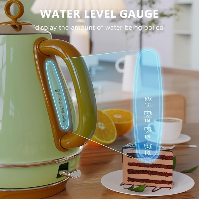 Evoloop 1.7L Electric Kettles, BPA Free Tea Kettle, Hot Water Boiler Heater, Stainless Steel Teapot, Auto Shut-Off & Boil-Dry Protection, 120V/1500W