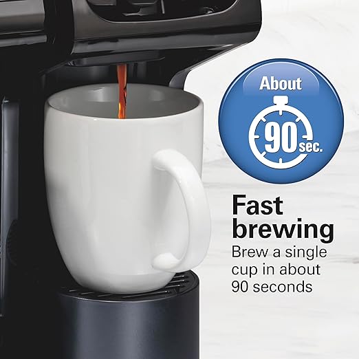 Hamilton Beach FlexBrew Trio 2-Way Coffee Maker, Compatible with K-Cup Pods or Grounds, Combo, Single Serve & Full 12c Pot, Black - Fast Brewing (49902)