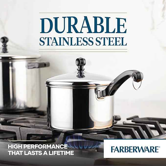 Farberware Classic Stainless Steel Sauce Pan/Saucepan with Lid, 3 Quart, Silver