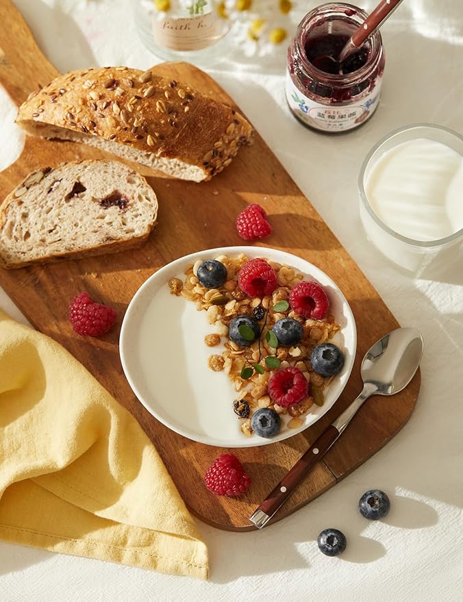 Teocera 5 Inch Porcelain Small Bowls Set, 6 Ounce small serving bowls for Dessert, Ice Cream, Snack, Dipping, Side Dishes, Microwave & Dishwasher Safe- Beige
