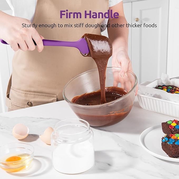 U-Taste 600ºF Heat Resistant Silicone Spatulas: Flexible Food-Grade Silicon Baking Scraper, Kitchen Cooking Mixing Utensils with Upgraded Sturdy Handle Tip for Nonstick Cookware (4-Pc., Purple)