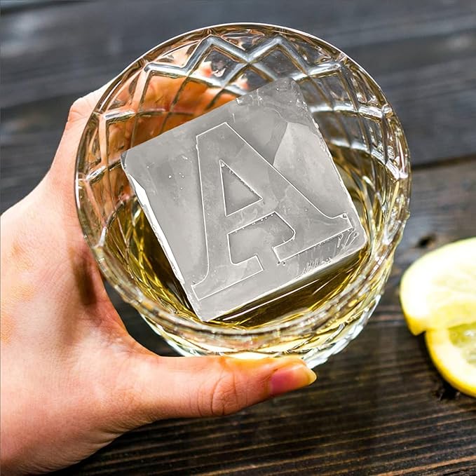 Letter A Monogram Ice Cube Mold Custom Ice Cube Mold 2 Inch Big Initials Silicone Ice Cube Tray Gifts for DAD Gifts for Him
