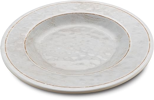 Carlisle FoodService Products Grove Reusable Plastic Plate Salad Plate with Rim for Home and Restaurant, Melamine, 9 Inches, Buff, (Pack of 12)