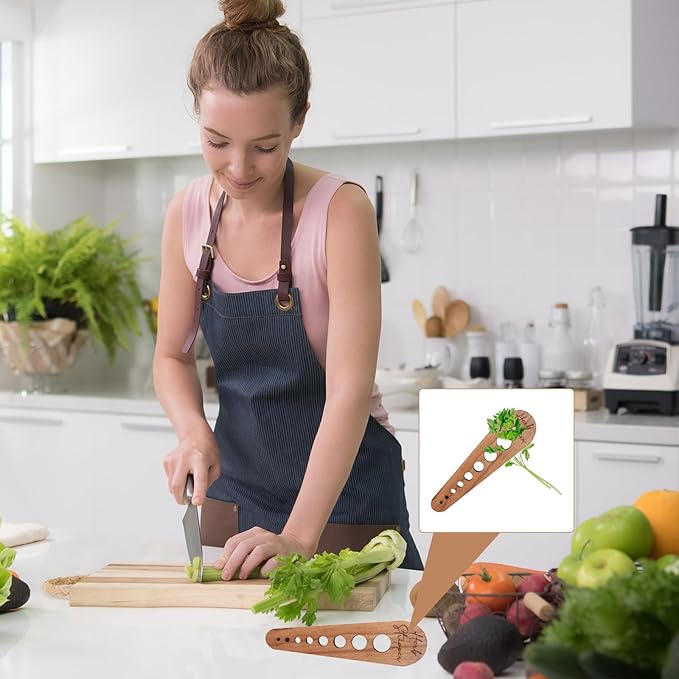 Pottery Herb Stripper Ceramic Herb Stripper Herb Stripping Tool Vegetable Leaf Remover 8 Different Apertures Suitable for Herbs Chef Gifts Cooking Housewives (Wooden) (Caramel)