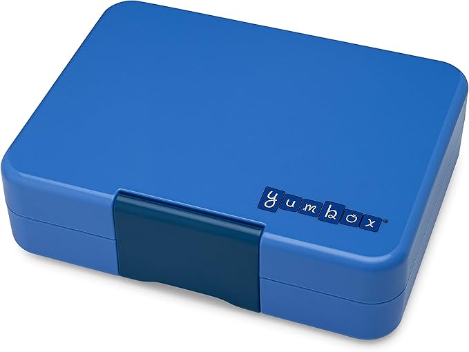 Yumbox Snack Box - 3 Compartment - Leakproof Bento Lunch Box for Kids (Surf Blue with Dinosaur Tray)