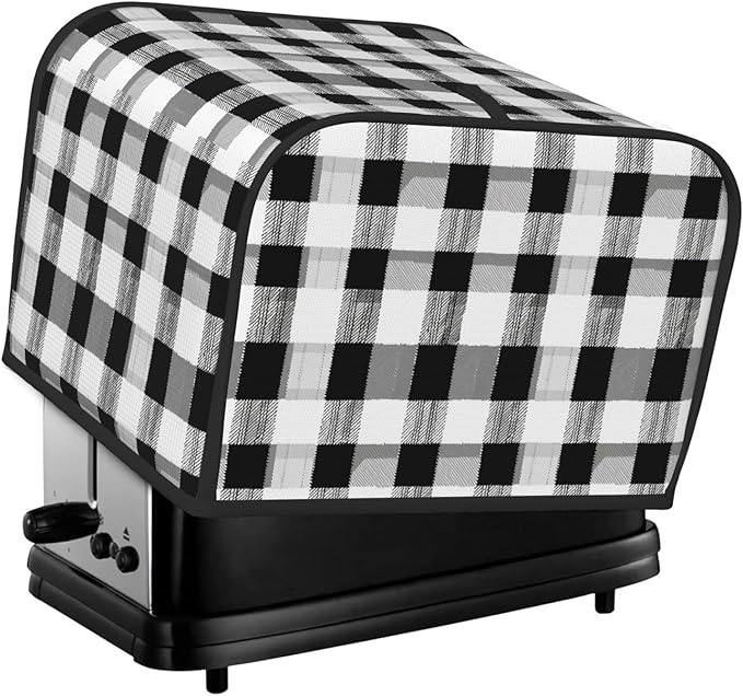 Toaster Cover 4 Slice Black White Plaid Kitchen Small Appliance Covers with Pockets Dust and Fingerprint Protection