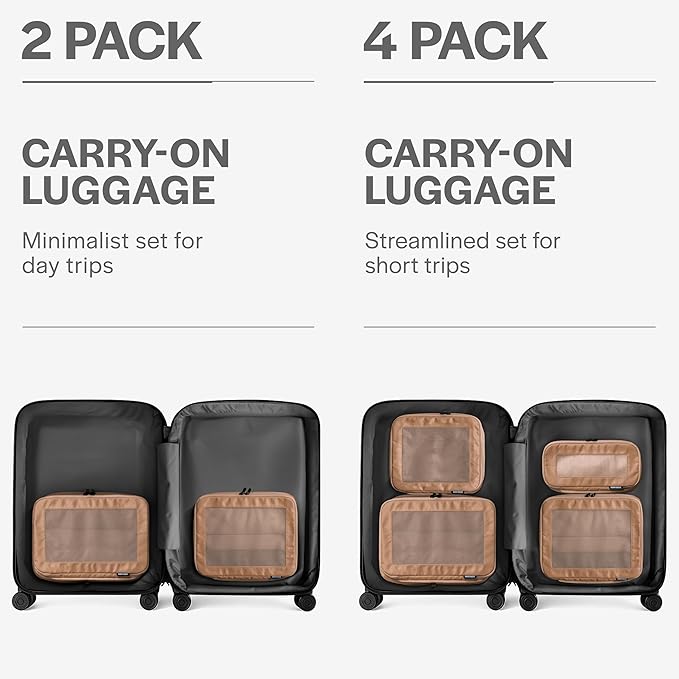 Aerotrunk Compression Packing Cubes for Travel - Luggage Organizer Bags - Double Zipper Packing Cubes for Suitcases (2-Pack, Mocha)