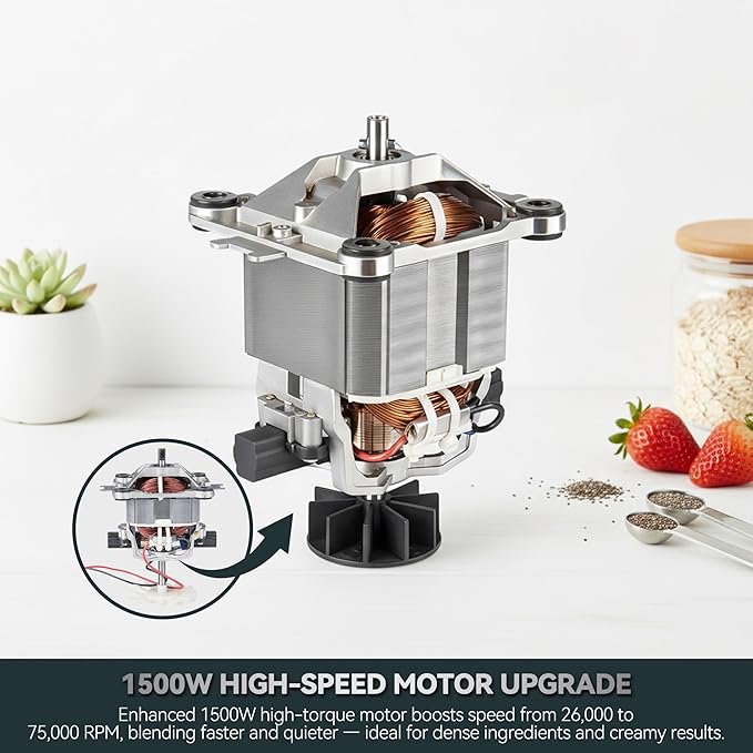 Glass Blenders for Kitchen – Stainless Steel Professional Blender for Smoothies 1500W Motor, Nut Milk Maker Machine 9 Adjustable Speeds, 14 Preset Programs, BPA-Free Glass Jar blender, Soy Milk, Soups