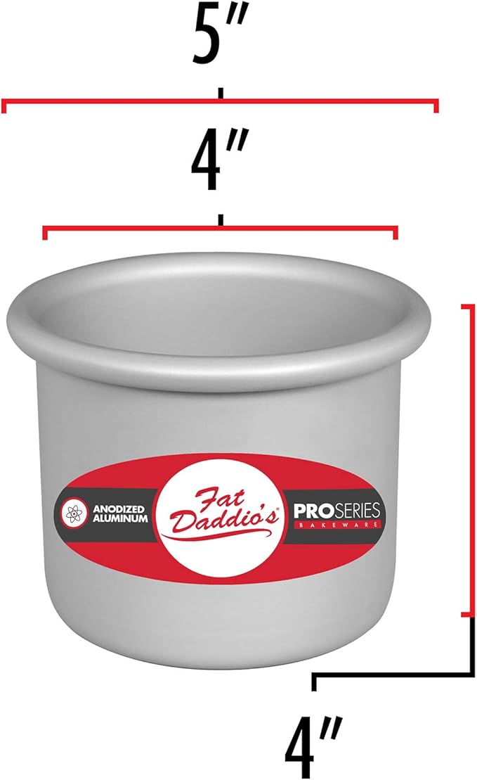 Fat Daddio's Round Cake Pan, 4 x 4 Inch, Silver