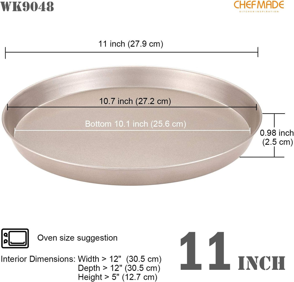 CHEFMADE Pizza Pan, 10-Inch Non-Stick Pancake Bakeware for Oven Baking (Champagne Gold)